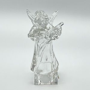 Vintage Mikasa Herald Collection Angel Mandolin Figurine Crystal Germany 1980s